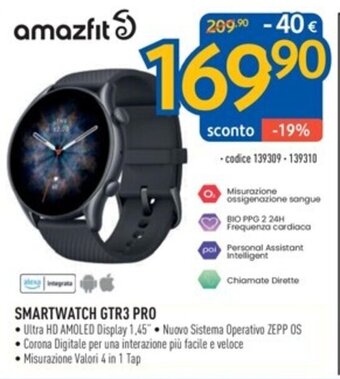 FreeShop amazfit SMARTWATCH GTR3 PRO offerta