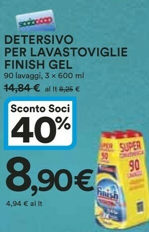 Coop Finish Detersivo Per Lavastoviglie Gel offerta