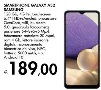 Bennet Samsung Galaxy A32 128GB Display 6.4” FHD+ Super AMOLED Awesome Blue offerta