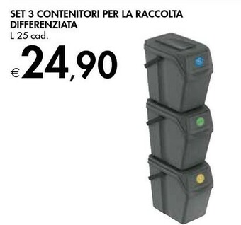 Bennet Set 3 Contenitori Per La Raccolta Differenziata offerta
