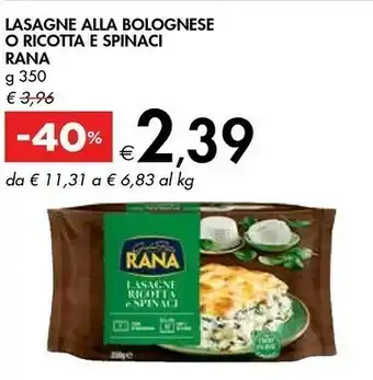 Bennet Rana Lasagne Ricotta E Spinaci 350 G(ml) offerta