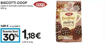Coop Coop - Frollini Con Cacao E Nocciole 500 G(ml) offerta