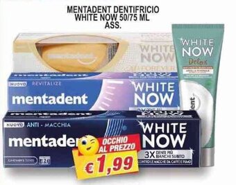 Maury's MENTADENT DENTIFRICIO WHITE NOW 50/75 ML ASS. offerta