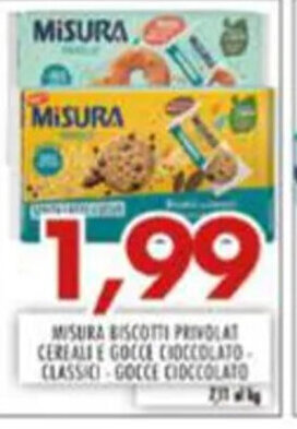 MA Supermercati MISURA BISCOTTI PRIVOLAT CEREALI E GOCCE CIOCCOLATO CLASSIC GOCCE CIOCCOLATO offerta
