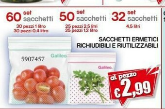 Satur Galileo Sacchetti Ermetici Richiudibili E Riutilizzabili offerta