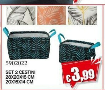 Satur Set 2 Cestini 28x20x16 Cm offerta