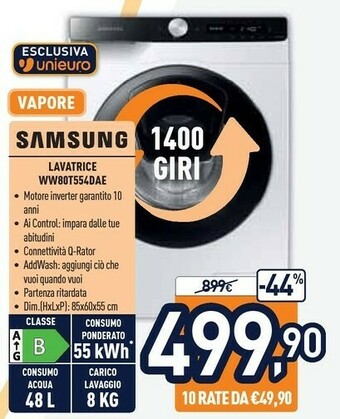 Unieuro Samsung Lavatrice offerta