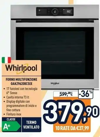 Unieuro Whirlpool Forno offerta