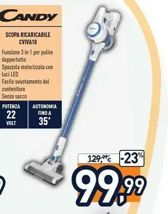 Unieuro Candy Scopa elettrica offerta