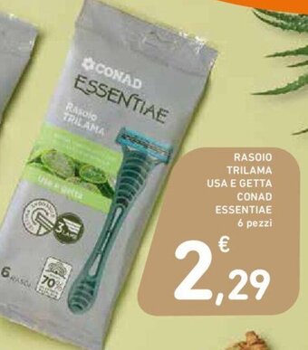 Conad RASOIO TRILAMA USA E GETTA CONAD ESSENTIAE 6 pezzi offerta