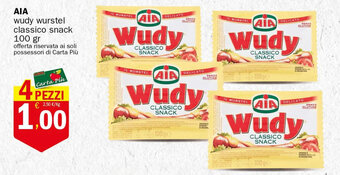 Crai AIA wudy wurstel classico snack 100 gr offerta