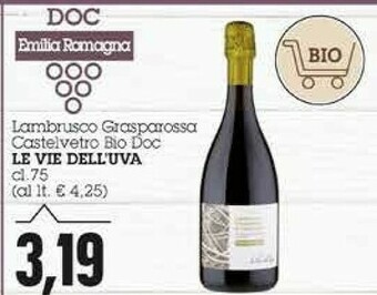 Emi Supermercati Le vie dell'uva Lambrusco Grasparossa Castelvetro Bio Doc offerta