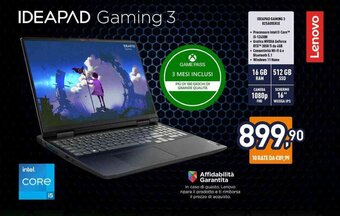 Unieuro Lenovo IDEAPAD GAMING 3 82SA00EKIX offerta