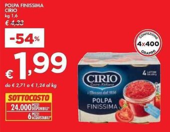 Bennet POLPA FINISSIMA CIRIO kg 1,6 offerta