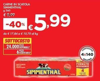 Bennet CARNE IN SCATOLA SIMMENTHAL g 560 offerta