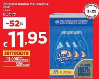 Bennet DETERSIVO LIQUIDO PER LAVATRICE DASH L 3,75 offerta