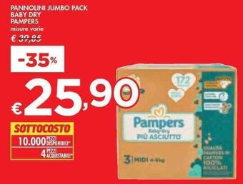 Bennet PANNOLINI JUMBO PACK BABY DRY PAMPERS offerta