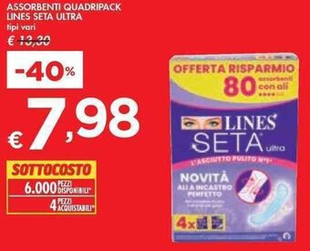 Bennet ASSORBENTI QUADRIPACK LINES SETA ULTRA tipi vari offerta