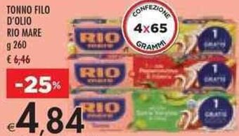 Bennet TONNO FILO D'OLIO RIO MARE g 260 offerta