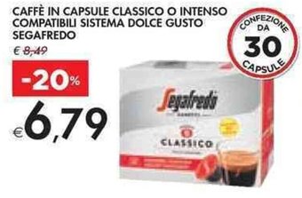 Bennet CAFFÈ IN CAPSULE CLASSICO O INTENSO COMPATIBILI SISTEMA DOLCE GUSTO SEGAFREDO offerta