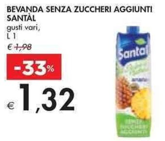 BEVANDA SENZA ZUCCHERI AGGIUNTI SANTAL gusti vari L 1
