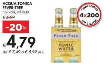 ACQUA TONICA FEVER-TREE tipi vari ml 800
