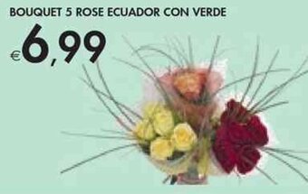 BOUQUET 5 ROSE ECUADOR CON VERDE