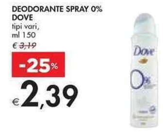 Bennet DEODORANTE SPRAY DOVE tipi vari ml 150 offerta