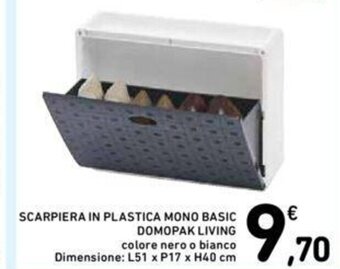 Conad SCARPIERA IN PLASTICA MONO BASIC DOMOPAK LIVING L51 x P17 x H40 cm offerta