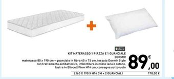 Conad KIT MATERASSO 1 PIAZZA E 1 GUANCIALE DORMIR offerta