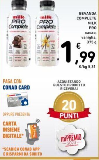 Conad BEVANDA COMPLETE MILK PRO 375 g offerta