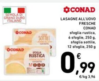 Conad LASAGNE ALL'UOVO FRESCHE CONAD 250 g offerta
