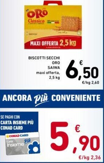 Conad BISCOTTI SECCHI ORO SAIWA 2,5 kg offerta