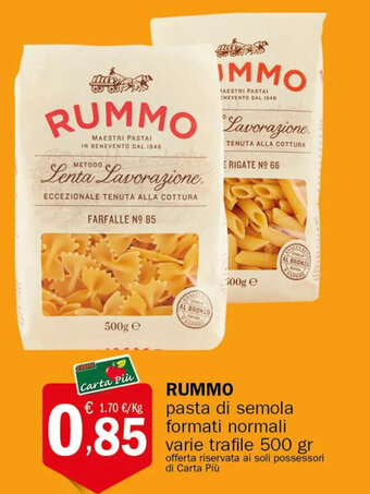 RUMMO pasta di semola formati normali varie trafile 500 gr