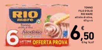 Conad TONNO FILO D'OLIO RIO MARE 65 g x 6 offerta