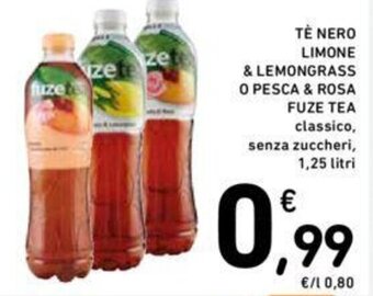 Conad TÈ NERO LIMONE & LEMONGRASS O PESCA & ROSA FUZE TEA 1,25 litri offerta