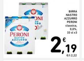 Conad BIRRA NASTRO AZZURRO PERONI 33 cl; x 3 offerta