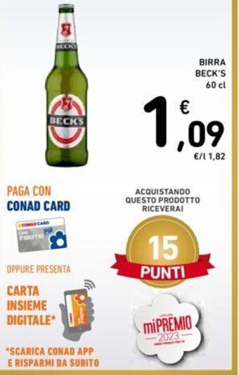 Conad BIRRA BECK'S 60 cl offerta
