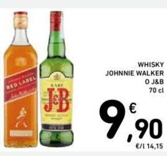 Conad WHISKY JOHNNIE WALKER 0 J&B 70 cl offerta