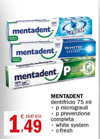 Crai MENTADENT dentifricio 75 ml offerta