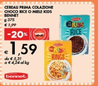 Bennet Bennet Cereali Prima Colazione Choco Rice/ Miele Kids offerta