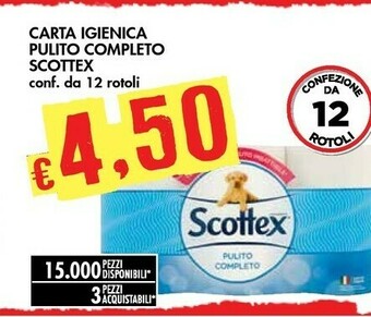 Bennet Scottex Carta Igienica Pulito Completo offerta