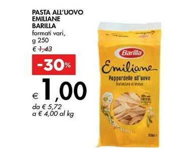 Bennet Barilla Pasta All'Uovo Emiliane Pappardelle All'Uovo offerta