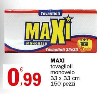 Crai MAXI tovaglioli monovelo 33 x 33 cm 150 pezzi offerta