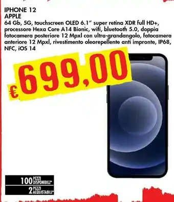 Bennet Apple IPhone 12 15,5 Cm (6.1") Doppia SIM IOS 14 5G 64 GB Blu offerta