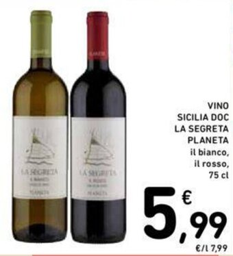 Conad VINO SICILIA DOC LA SEGRETA PLANETA 75 cl offerta