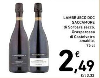 Conad LAMBRUSCO DOC SACCAMORE 75 cl offerta