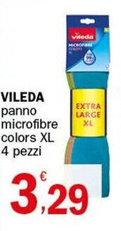 Crai VILEDA panno microfibre colors XL 4 pezzi offerta
