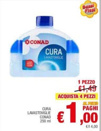 Conad CURA LAVASTOVIGLIE CONAD 250 ml offerta