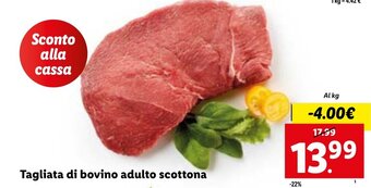 Lidl Tagliata di bovino adulto scottona offerta